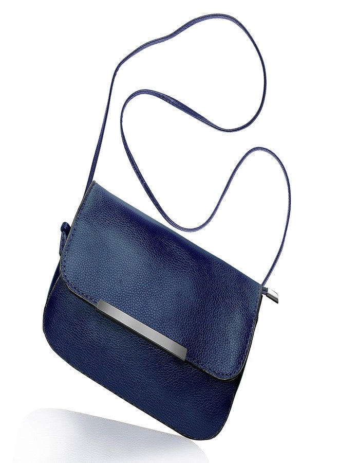 Elios Women's Casual/Formal Crossbody Sling Bag with Metal Magnetic Folding Clasp (Blue) - Image 3
